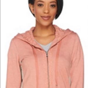 Logo Lounge two tone zipper hoodie w/ mesh detail